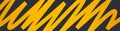 Bright color abstract banner with squiggle bold lines and grainy texture. Black and yellow background.